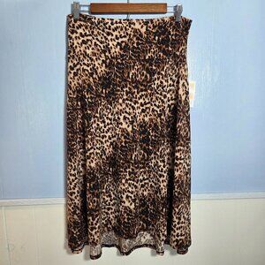 Lularoe Azure Large Brown Tan Animal Print Pull On Flowy Lightweight Midi Skirt